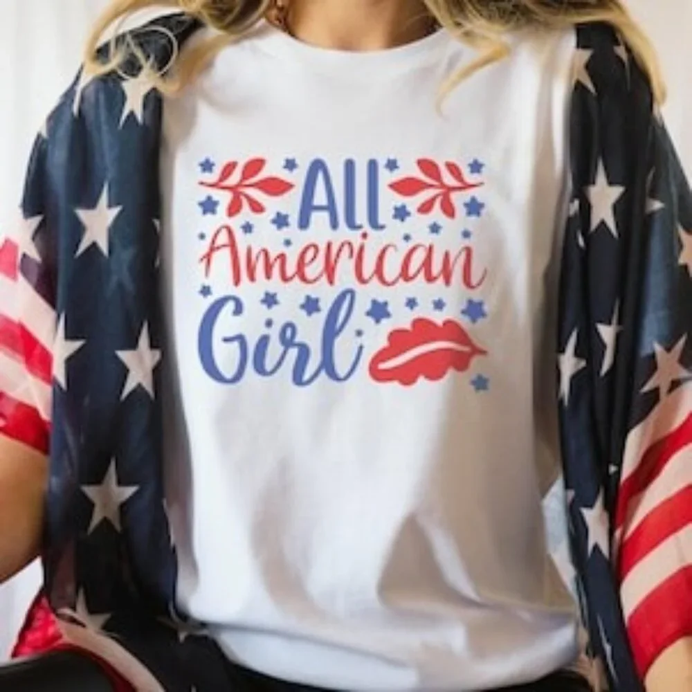 All American Girl T-shirt, Happy Independence Day Shirt - Picture 1 of 4